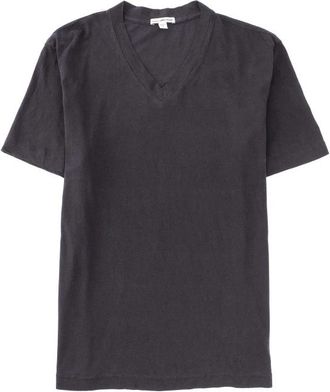 James Perse Short Sleeve V Neck - Heren - T-shirts - Grijs - S - Katoen - Tops