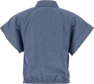 Jacob Cohen Pinstriped Viscose-Linen Shirt - Blue