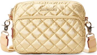 MZ Wallace Small Metro Quilted Nylon Camera Bag in Light Gold Pearl Metallic at Nordstrom