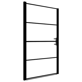 vidaXL Vidaxl - Puerta De Ducha De Vidrio Templado Esmerilado Negro 91x195 Cm