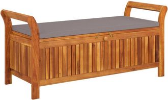 vidaXL Vidaxl - Banco almacenaje jard&iacute;n con coj&iacute;n madera maciza de acacia 126cm