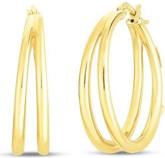 Roberto Coin 18K Gold Graduated 30mm Thin Double Hoop Earrings