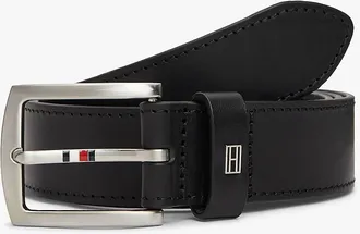 Tommy Hilfiger Mens Square Buckle Leather Belt - Black - 40