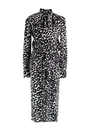 Tom Ford Black and White Leopard Print Silk Dress Size XS