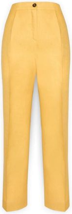 Elena Miro Linnen Broek - Dames - Straight fit broeken - Geel - 6XL - Linnen - Broeken