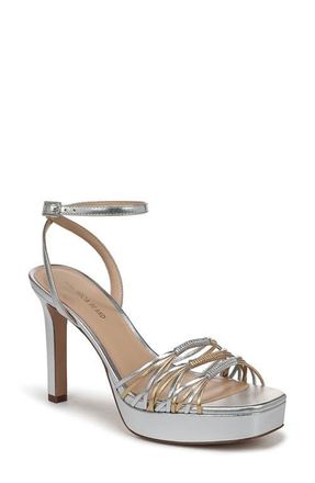Veronica Beard Beverlee Ankle Strap Platform Sandal in Silver/Pale Gold at Nordstrom, Size 9.5