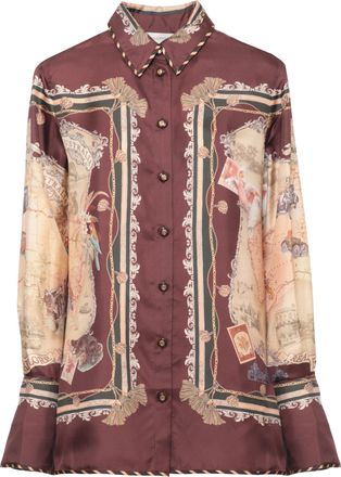 Zimmermann Burgundy Printed Silk Shirt