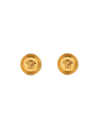 Versace Tribute Round Brass Medusa Earrings