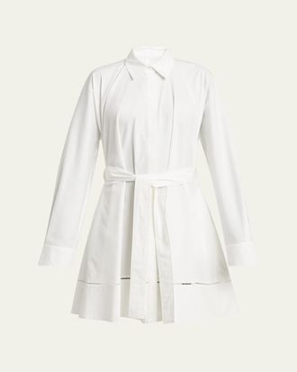 Proenza Schouler Sammy Belted Ladder Stitch Poplin Dress