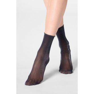 Orobl&ugrave; Assorted 2-Pack Metallic Crew Socks in Black at Nordstrom
