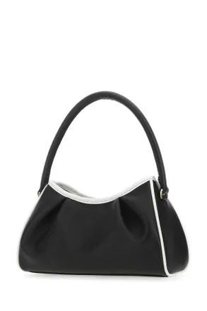 Elleme Womens Two-Tone Leather Dimple Moon Shoulder Bag Blawhitri Borse A Mano