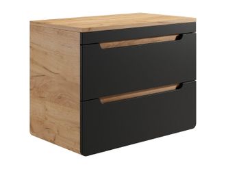 Vente-Unique Mueble suspendido con tablero para lavabo - 80 cm - natural claro y antracita - ARUBA