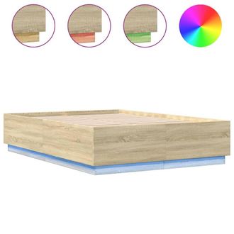 Berkfield Home Bed Frame with LED without Mattress Sonoma Oak 120x200 cm in Light Brown | Size: Small Double
