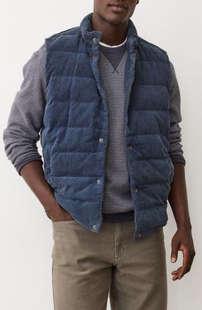 Marine Layer Palisades Quilted Cotton Corduroy Puffer Vest in Washed Indigo at Nordstrom, Size Xx-Large