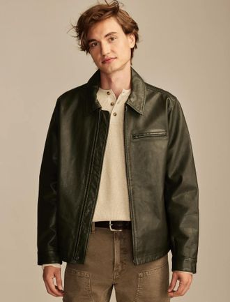 Lucky Brand Mens Leather Touring Jacket