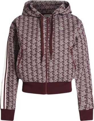 Lacoste Sudadera con Capucha de Jacquard con Monograma - Sweatshirts & Hoodies - Mujer - Marr&oacute;n - 3XS