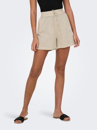 Only Shorts ONLY ONLTIZANA STRING COTTON SHORTS WVN, Damen, Gr. XL (42), N-Gr, beige (silber lining), Web, Obermaterial: 100% Baumwolle, unifarben, loose f