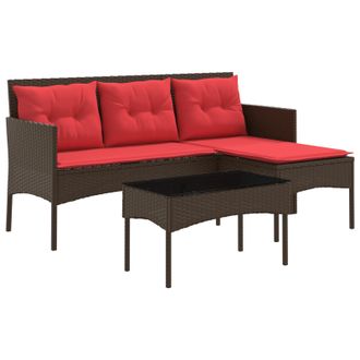 vidaXL Conjunto De Sof&aacute;s De Jard&iacute;n 2 Uds. Marr&oacute;n Y Rojo Vidaxl