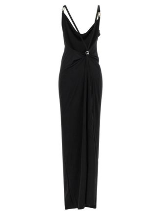 Coperni Draped Logo-Hardware Dress - Black
