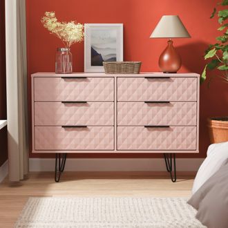 Lewis's Harlequin 6 Drawer Midi Chest in Kobe Pink - Ready Assembled - Lewiss Home | TJ Hughes