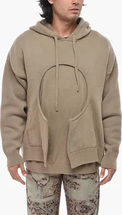 Off-white Knit Hoodie METEOR with Double-Fabric Detail Off-White