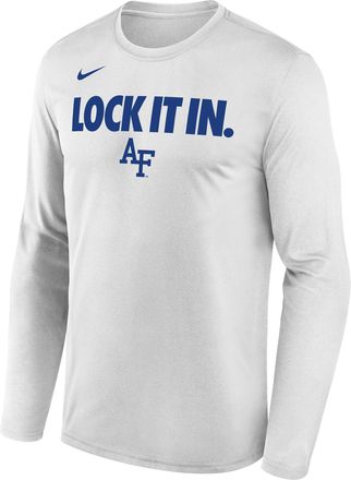 Nike Air Force 2026 On-Court Bench Nike Mens Dri-FIT College Long-Sleeve T-Shirt in White | M22284P870USAA-WHT