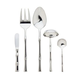 Ricci Argentieri Bamboo Mirrored 18/10 5 Piece Hostess Set In Stainless