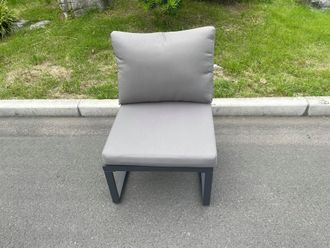 Fimous Aluminum Outdoor Garden Furniture Armless Sofa Chair With Seat & Back Cushion Dark Grey