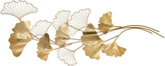 HOMCOM Homcom - Wall Art Decorazione Murale 3D Dorata con Foglie di Ginkgo 138x70cm