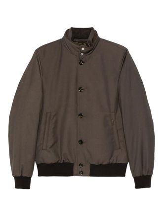 Moorer button-fastening ribbed-hem jacket - men - Polyamide - 52 - Brown