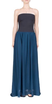 Ciao Lucia Giselle Chiffon And Jersey Maxi Dress In Ink