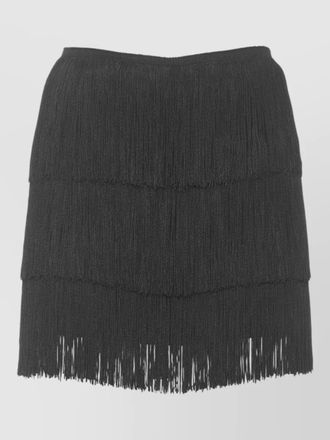 Norma Kamali layered mini skirt elastic waist fringe