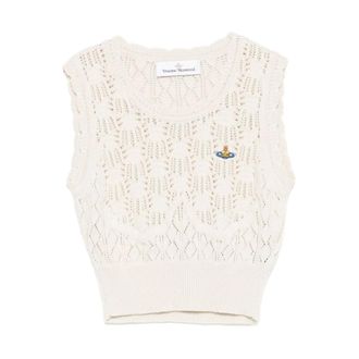 Vivienne Westwood Sleeveless Tops, female, White, Size: XS Ella Openwork Vest
