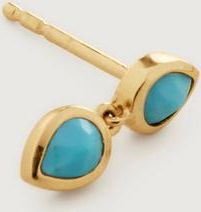Monica Vinader Gold Double Teardrop Stud Single Earring Turquoise