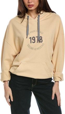 Brunello Cucinelli Beige Hooded Sweatshirt With Print, Size X-Large