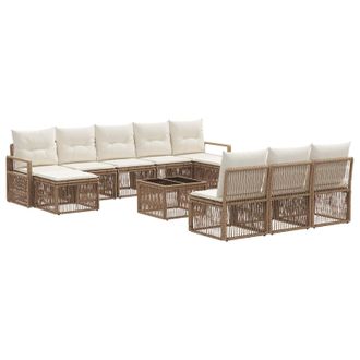 vidaXL Conjunto De Sof&aacute;s De Jard&iacute;n 11 Pcs Beige Rat&aacute;n Sint&eacute;tico Vidaxl