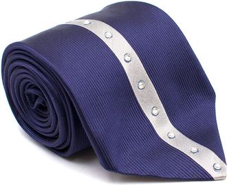 Duchamp Silk Navy & Silver Panel Diamante Tie