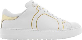 Ferragamo White Leather Low-Top Sneakers, Size 7 C