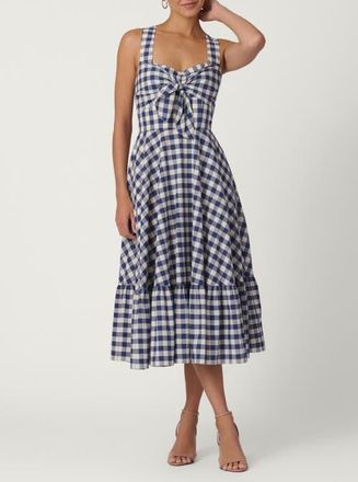 Shoshanna Gingham Nellie Dress in Navy/optic at Nordstrom, Size 14