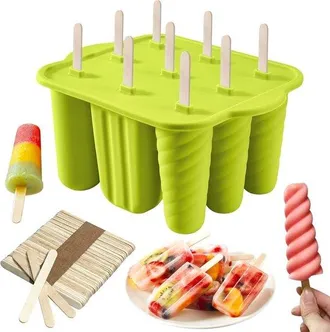 OEM Molde Para Helado Con 50 Palitos De Helado, Madera, Molde De Silicona Para Helado, Libre De Bpa, Reutilizable, F&aacute;cil Desmoldar, Adultos (verde)