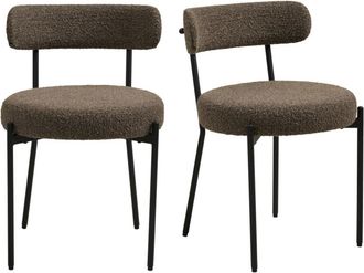 Moloo Silla tapizada en tela boucl&eacute; marr&oacute;n (x2)