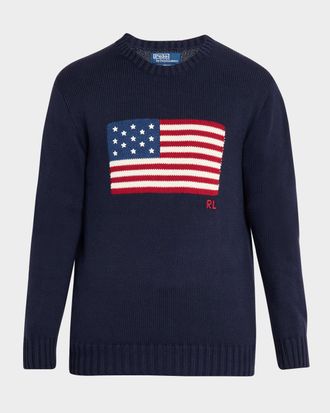 Polo Ralph Lauren Men & apos;s The Iconic Flag Cotton Knit Crewneck Sweater