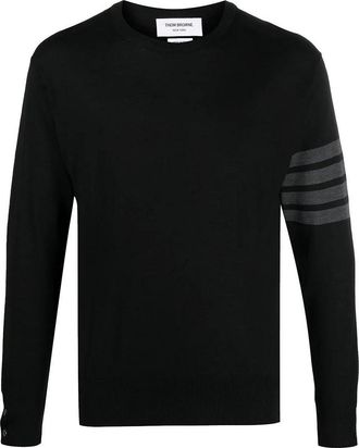 Thom Browne Classic Crewneck Pullover W/ Bar Stripe
