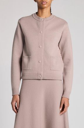Moncler Wool Blend Knit & Quilted Down Cardigan in Pink Taupe at Nordstrom, Size X-Small