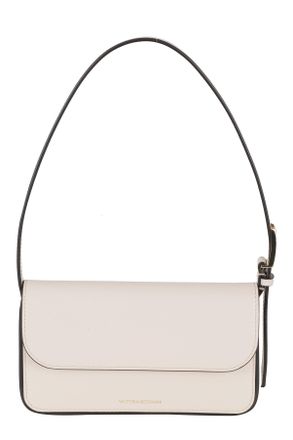 Victoria Beckham Neutral Dorian Pocket Magnetic Logo-Strap Leather Shoulder Bag