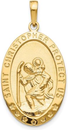 Diamond2Deal 14k Yellow Gold Polished Solid Saint Christopher Medal Oval Pendant