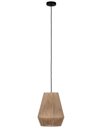 Eglo Eglo Alderney 1 Light Pendant With Black Finish & Brown Textile Thread Shade