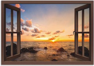 Artland Wandbild »Fensterblick Sonnenuntergang am Meer« Fensterblick 1 Stk. tlg. als Alubild, Outdoorbild, Leinwandbild, Poster, Wandaufkleber