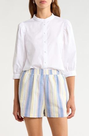 Sugarlips Raveny Puff Shoulder Shirt in White at Nordstrom, Size X-Small