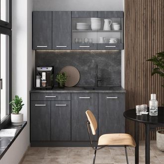 Vicco Cocina Vers&aacute;til R-line, Hormig&oacute;n Negro/antracita, 140 Cm Et Antracita
